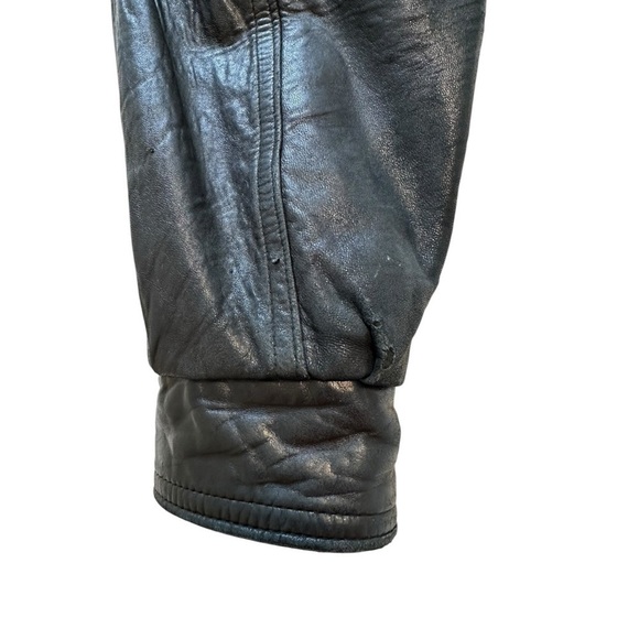BFC Montreal Canada Vintage Leather Moto Jacket Zip Up Black Jacket - Size Small - Picture 14 of 16
